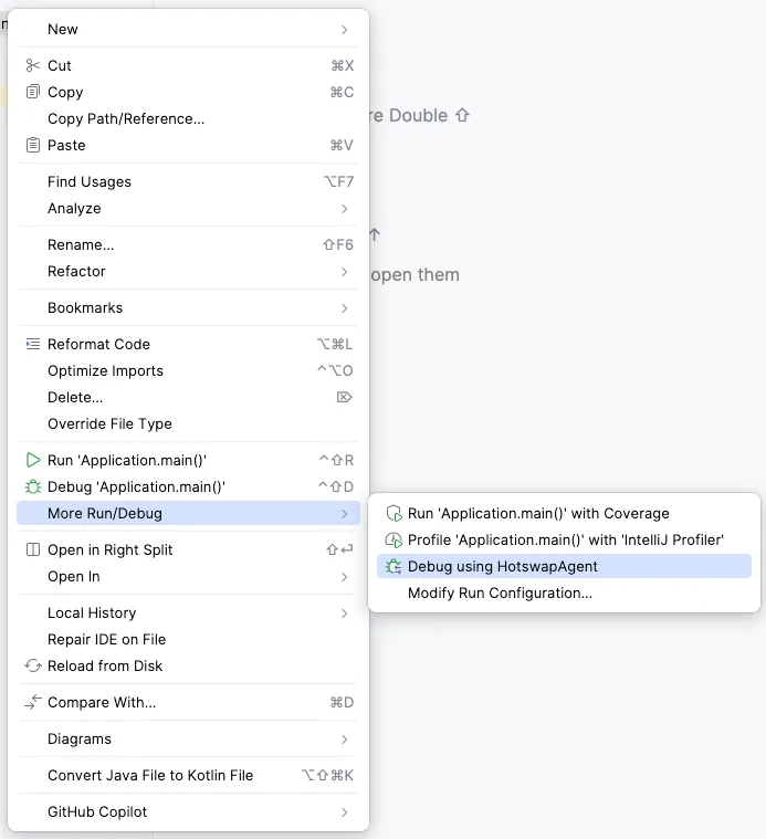 IntelliJ IDEA context menu